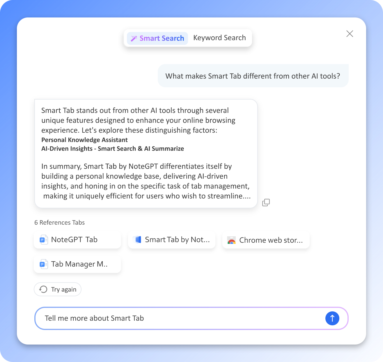 Ask a direct question with Smart Tab
