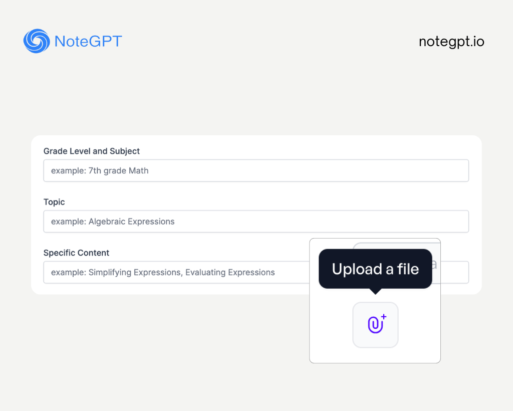 Step 1: Input Your Topic or Upload Files